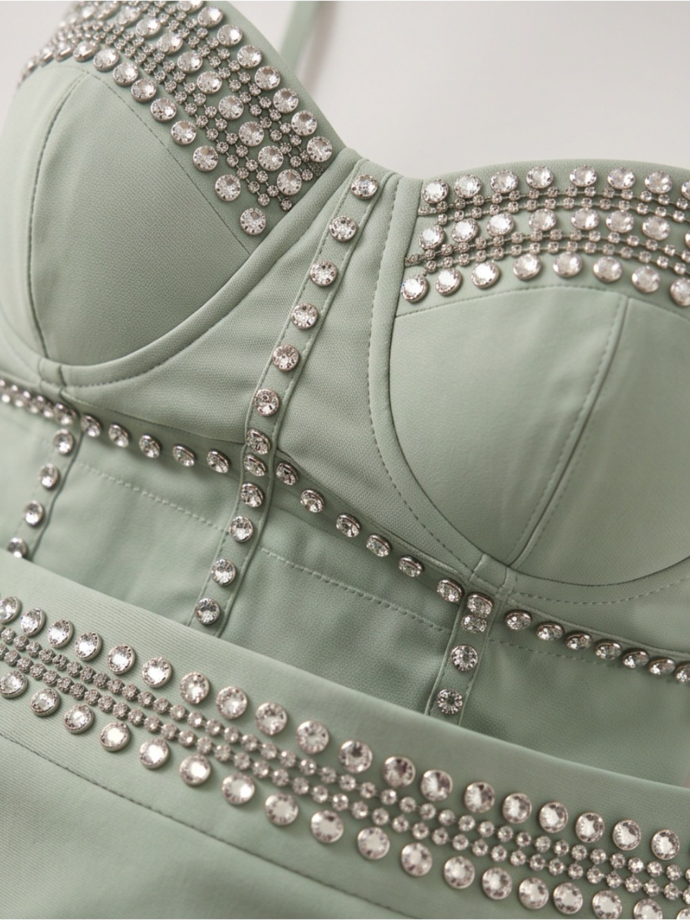 Embellished Mint Green Skirt Set